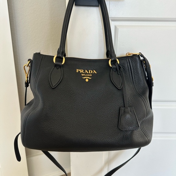 Prada Black Vitello Phenix Leather Hobo Bag 1BC032 - Picture 14 of 16